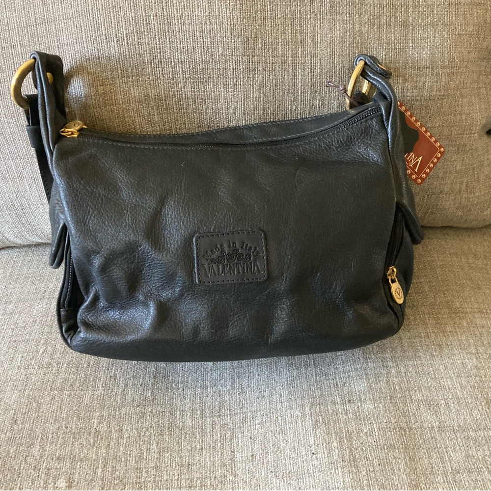 Valentina Black Classic Shoulder Bag with Matte Finish